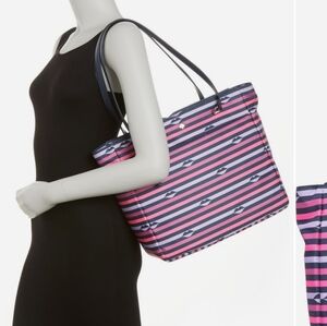 Kate Spade Striped Pink and Blue Tote Bag